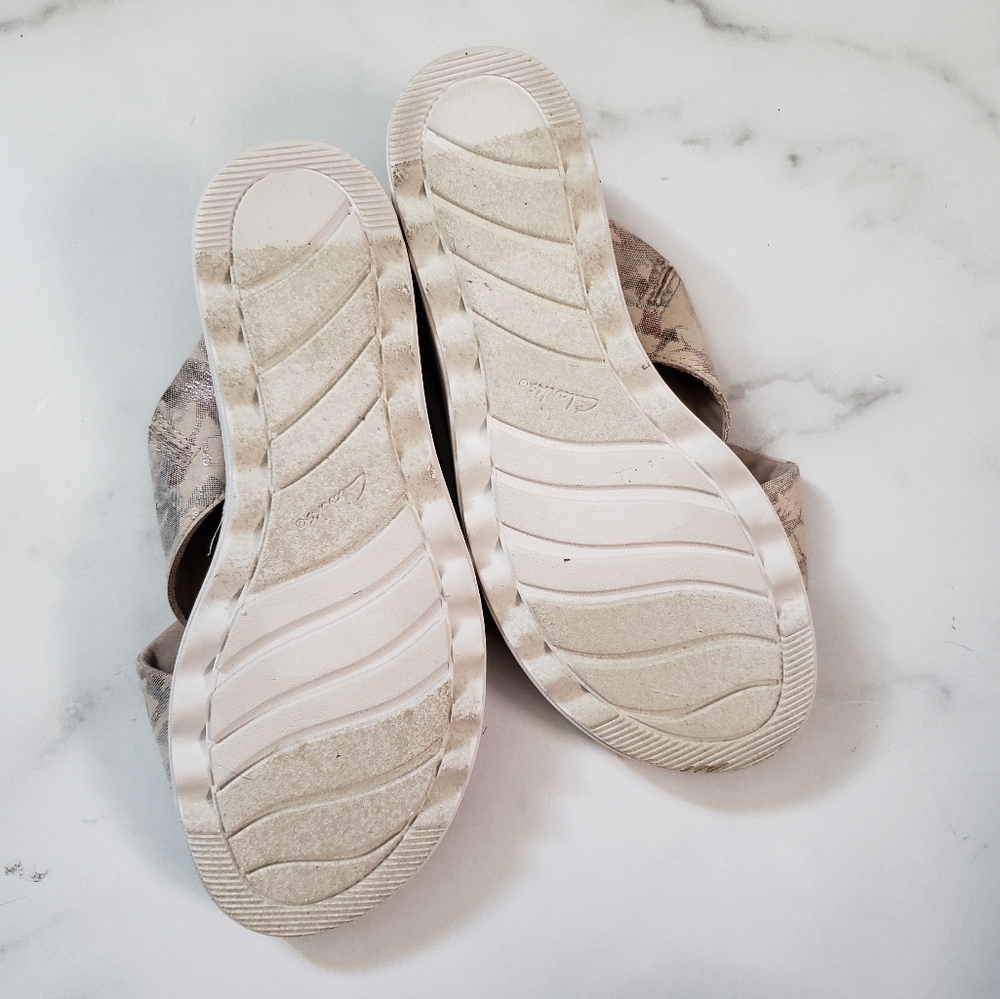 Clarks Collection Wedge Slide Sandals Jillian Gem-Sand Size 6.5 Wide A394305 - Picture 5 of 8